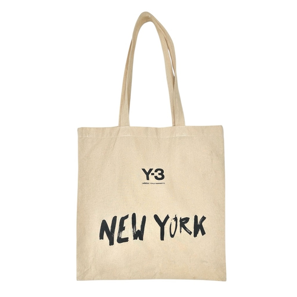 Y-3 Yohji Yamamoto x Adidas Natural Tan New York Printed Cotton Canvas Tote Bag